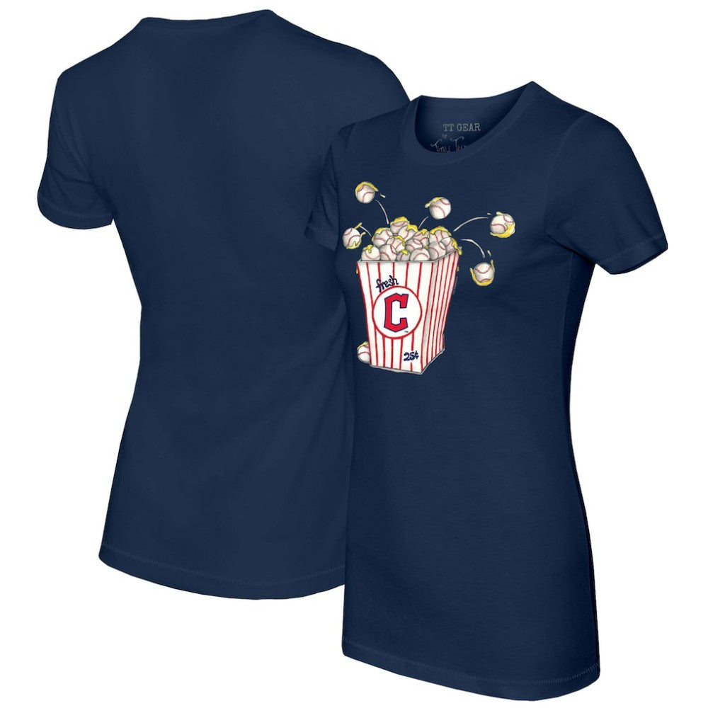 Navy Cleveland Guardians Tiny Turnip Women's Popcorn T-Shirt
