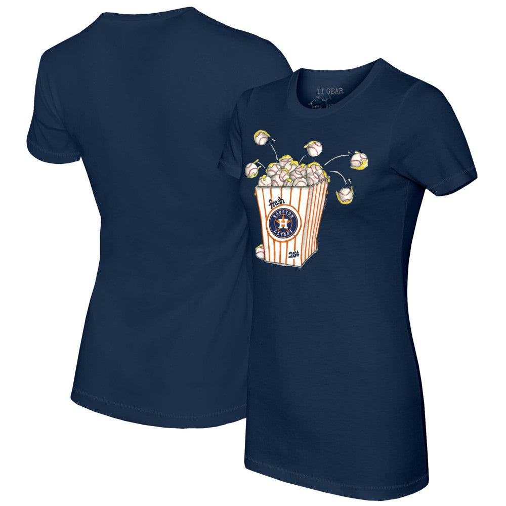 Navy Houston Astros Tiny Turnip Women's Popcorn T-Shirt