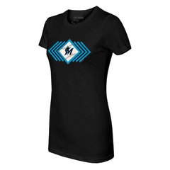 Black Miami Marlins Tiny Turnip Women's Prism Arrows T-Shirt