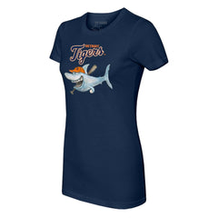 Navy Detroit Tigers Tiny Turnip Women's Shark T-Shirt