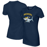 Navy Milwaukee Brewers Tiny Turnip Women's Shark T-Shirt