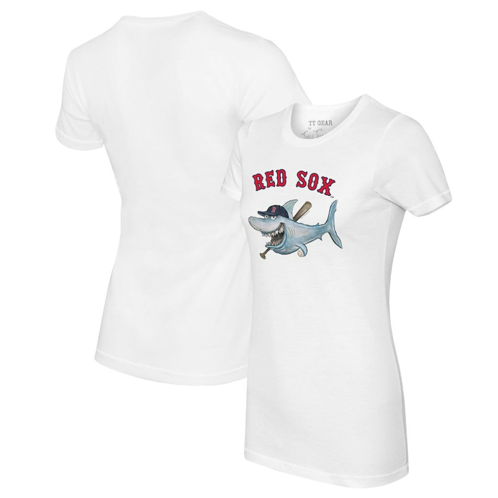 White Boston Red Sox Tiny Turnip Women's Shark Logo T-Shirt