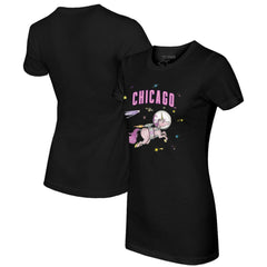 Black Chicago Cubs Tiny Turnip Women's Space Unicorn T-Shirt