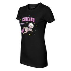 Black Chicago Cubs Tiny Turnip Women's Space Unicorn T-Shirt
