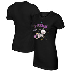 Black Pittsburgh Pirates Tiny Turnip Women's Space Unicorn T-Shirt