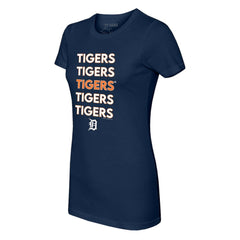 Navy Detroit Tigers Tiny Turnip Women's Stacked T-Shirt
