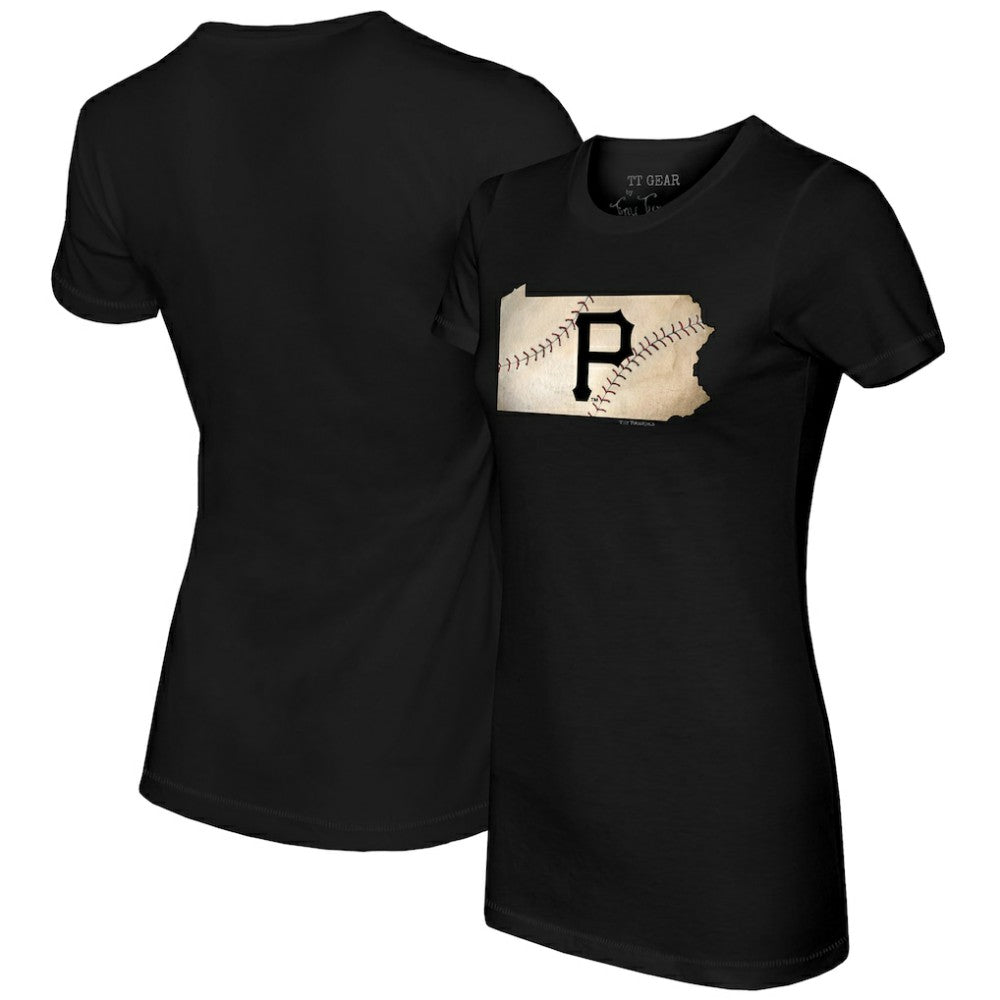 Black Pittsburgh Pirates Tiny Turnip Women's State Outline T-Shirt