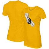 Gold San Diego Padres Tiny Turnip Women's State Outline T-Shirt