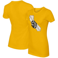 Gold San Diego Padres Tiny Turnip Women's State Outline T-Shirt