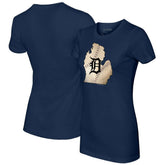 Navy Detroit Tigers Tiny Turnip Women's State Outline T-Shirt