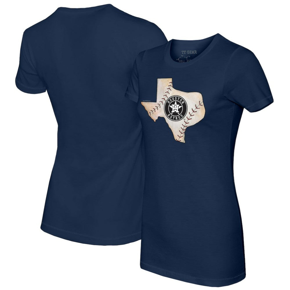 Navy Houston Astros Tiny Turnip Women's State Outline T-Shirt