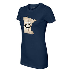 Navy Minnesota Twins Tiny Turnip Women's State Outline T-Shirt