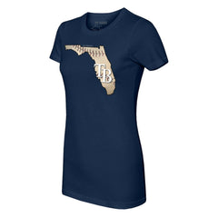 Navy Tampa Bay Rays Tiny Turnip Women's State Outline T-Shirt