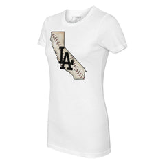 White Los Angeles Dodgers Tiny Turnip Women's State Outline T-Shirt