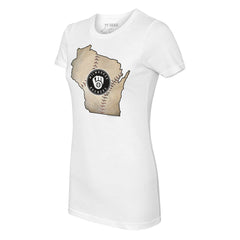 White Milwaukee Brewers Tiny Turnip Women's State Outline T-Shirt