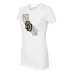 White San Diego Padres Tiny Turnip Women's State Outline T-Shirt