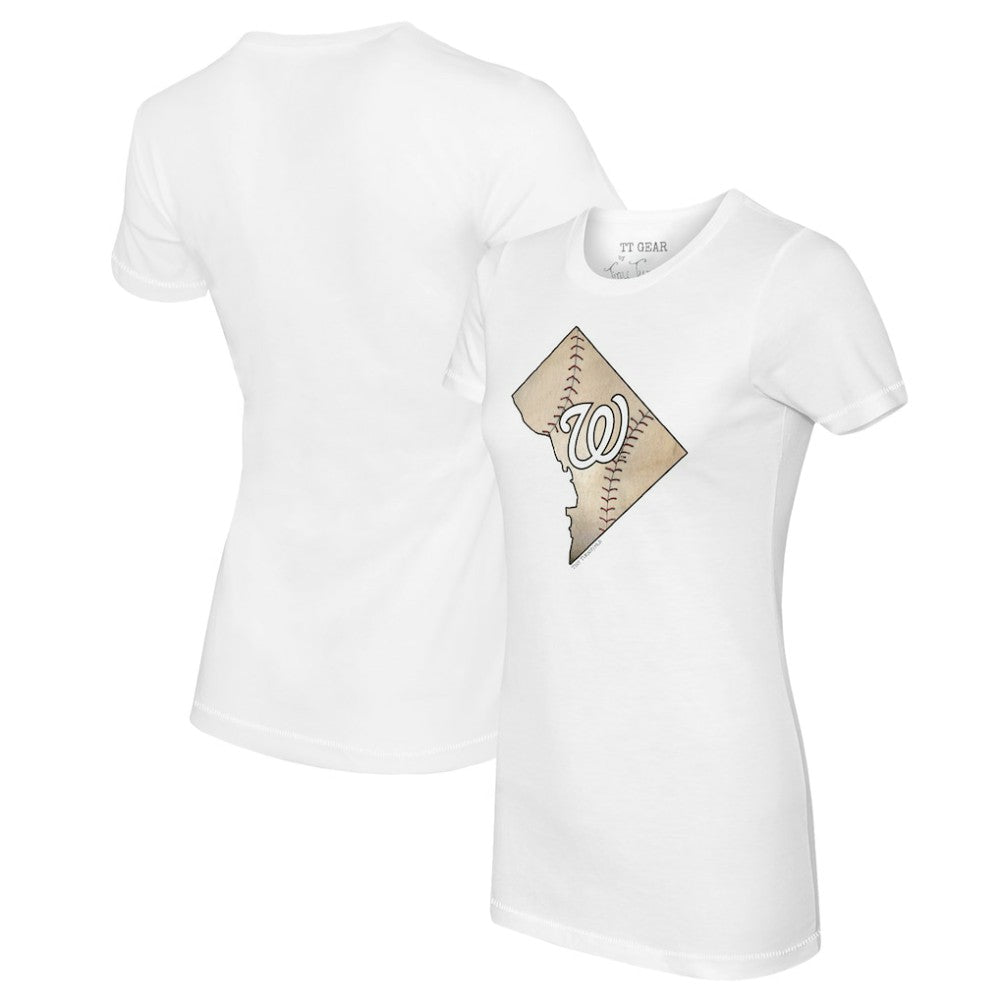 White Washington Nationals Tiny Turnip Women's State Outline T-Shirt
