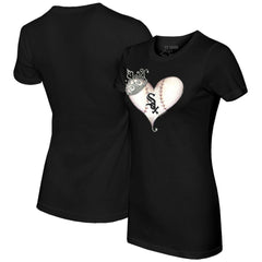 Black Chicago White Sox Tiny Turnip Women's Tiara Heart T-Shirt