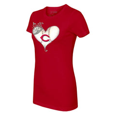 Red Cincinnati Reds Tiny Turnip Women's Tiara Heart T-Shirt
