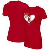 Red St. Louis Cardinals Tiny Turnip Women's Tiara Heart T-Shirt
