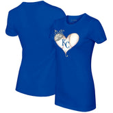 Royal Kansas City Royals Tiny Turnip Women's Tiara Heart T-Shirt
