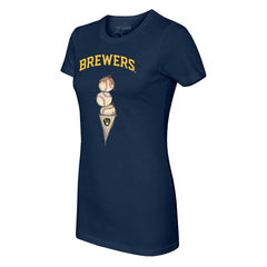 Navy Milwaukee Brewers Tiny Turnip Women's Triple Scoop T-Shirt