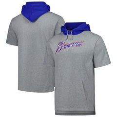 Heather Gray Atlanta Braves Mitchell & Ness Postgame Short Sleeve Pullover Hoodie
