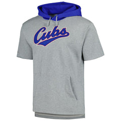 Heather Gray Chicago Cubs Mitchell & Ness Postgame Short Sleeve Pullover Hoodie