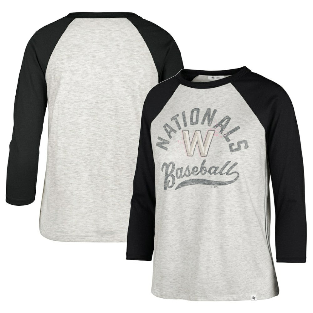 Gray Washington Nationals '47 Women's City Connect Retro Daze Ava Raglan 3/4-Sleeve T-Shirt