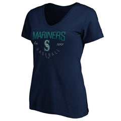 Navy Seattle Mariners Women's Core Live For It V-Neck T-Shirt