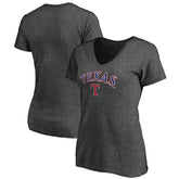Charcoal Texas Rangers Women's Core Team Lock Up Wordmark V-Neck T-Shirt