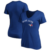 Royal Toronto Blue Jays Women's Core Team Lock Up Wordmark V-Neck T-Shirt