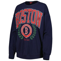 Navy Boston Red Sox Mitchell & Ness Women's Logo Lt 2.0 Pullover Sweatshirt