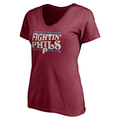 Burgundy Philadelphia Phillies Women's Fightin' Phils V-Neck T-Shirt