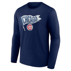 Navy Chicago Cubs Flag Long Sleeve T-Shirt