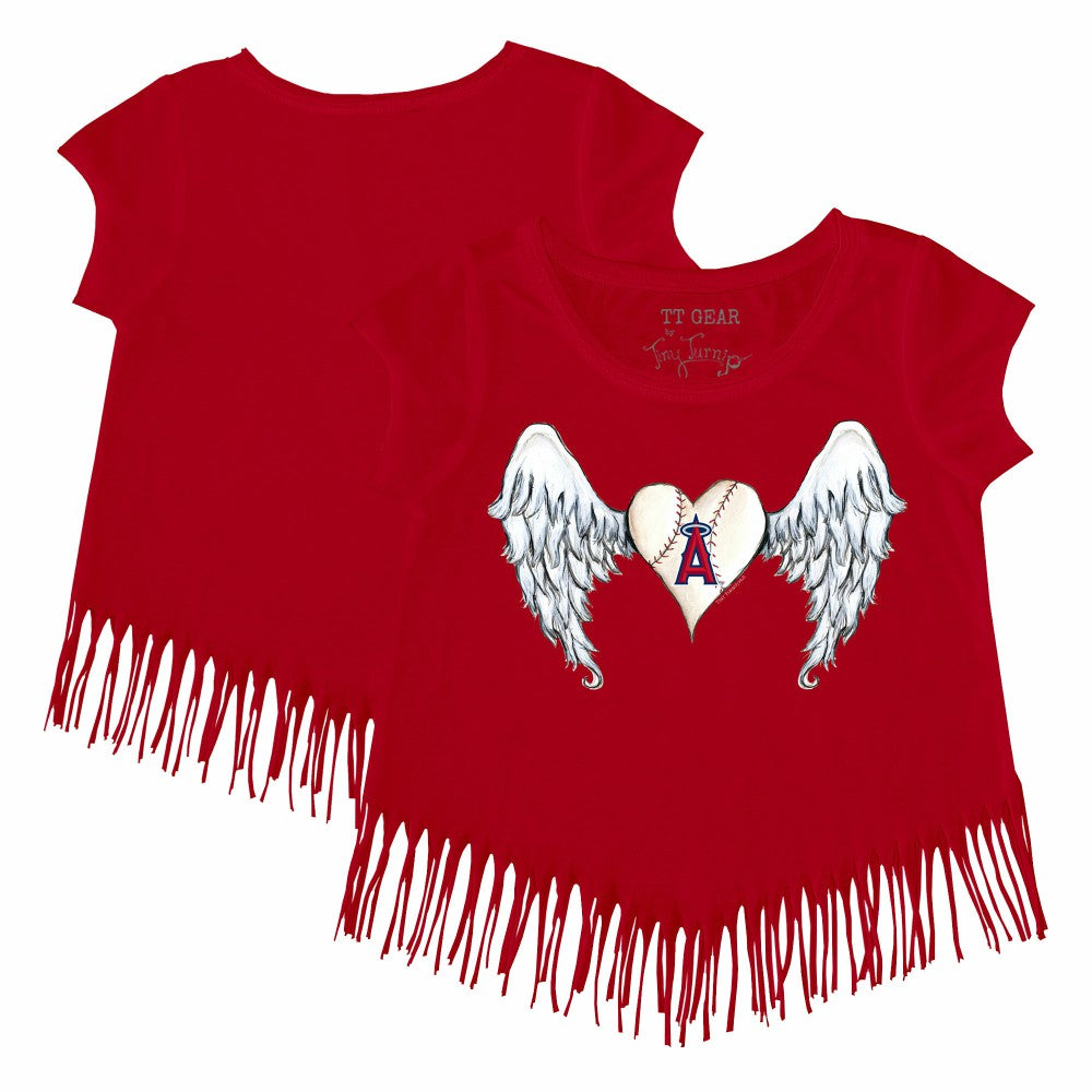 Red Los Angeles Angels Tiny Turnip Girls Youth Angel Wings Fringe T-Shirt