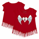 Red Los Angeles Angels Tiny Turnip Girls Youth Angel Wings Fringe T-Shirt