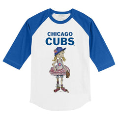 White/Royal Chicago Cubs Tiny Turnip Youth Babes 3/4-Sleeve Raglan T-Shirt