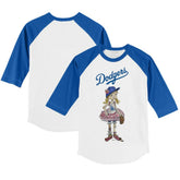 White/Royal Los Angeles Dodgers Tiny Turnip Youth Babes 3/4-Sleeve Raglan T-Shirt