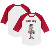 White/Red Boston Red Sox Tiny Turnip Youth Babes 3/4-Sleeve Raglan T-Shirt