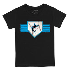 Black Miami Marlins Tiny Turnip Youth Base Stripe T-Shirt