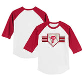 White/Red Philadelphia Phillies Tiny Turnip Youth Base Stripe 3/4-Sleeve Raglan T-Shirt