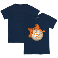 Navy Houston Astros Tiny Turnip Youth Baseball Bow T-Shirt