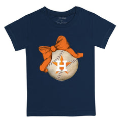 Navy Houston Astros Tiny Turnip Youth Baseball Bow T-Shirt