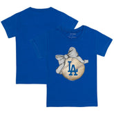 Royal Los Angeles Dodgers Tiny Turnip Youth Baseball Bow T-Shirt