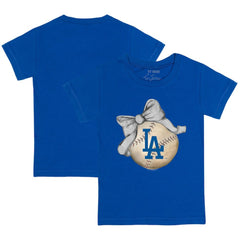 Royal Los Angeles Dodgers Tiny Turnip Youth Baseball Bow T-Shirt