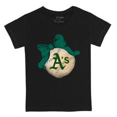 Black Athletics Tiny Turnip Youth Baseball Bow T-Shirt