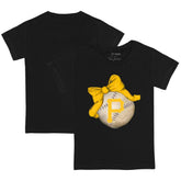 Black Pittsburgh Pirates Tiny Turnip Youth Baseball Bow T-Shirt