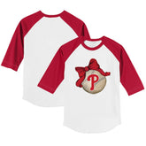 White/Red Philadelphia Phillies Tiny Turnip Youth Baseball Bow 3/4-Sleeve Raglan T-Shirt