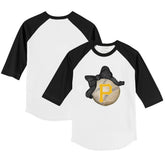 White/Black Pittsburgh Pirates Tiny Turnip Youth Baseball Bow 3/4-Sleeve Raglan T-Shirt